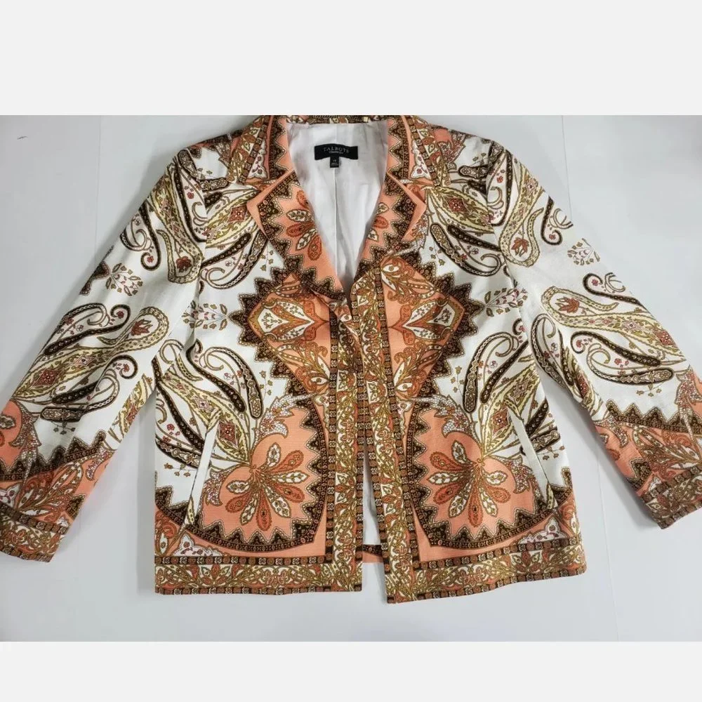 Stunning Buttonless Talbots Multicolor Paisley Blazer perfect for all seasons - Picture 2 of 15
